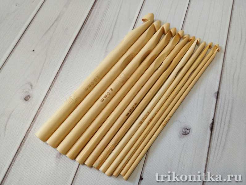 Набор крючков бамбук светл. 12шт от 3 до 10мм,15см