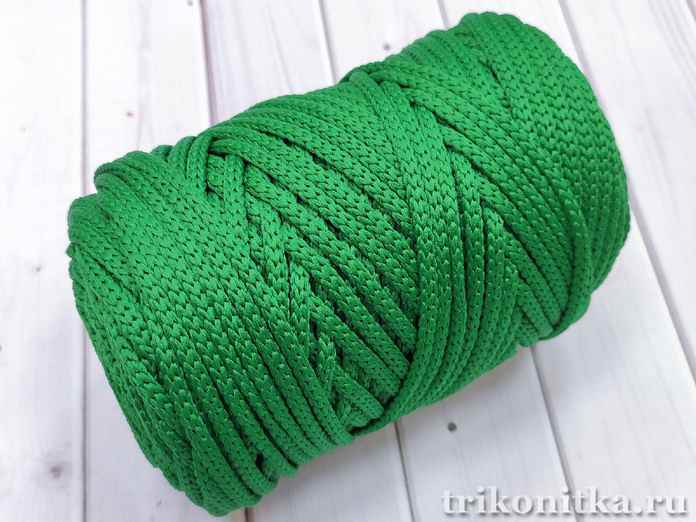 Шнур полиэфирный, круглый риббон "Зеленый" 4мм, 250г